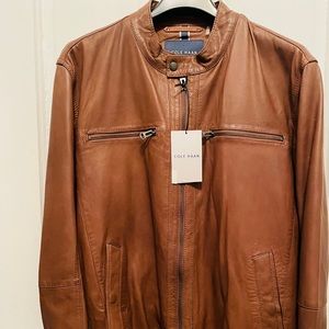 Cole Haan Mens Brown Leather Jacket